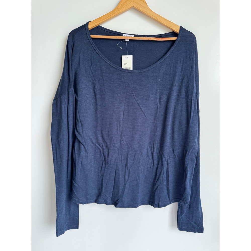 Splendid Navy Blue Supima Cotton Modal Long Sleeve Scoop Neck Tee XL minimalist